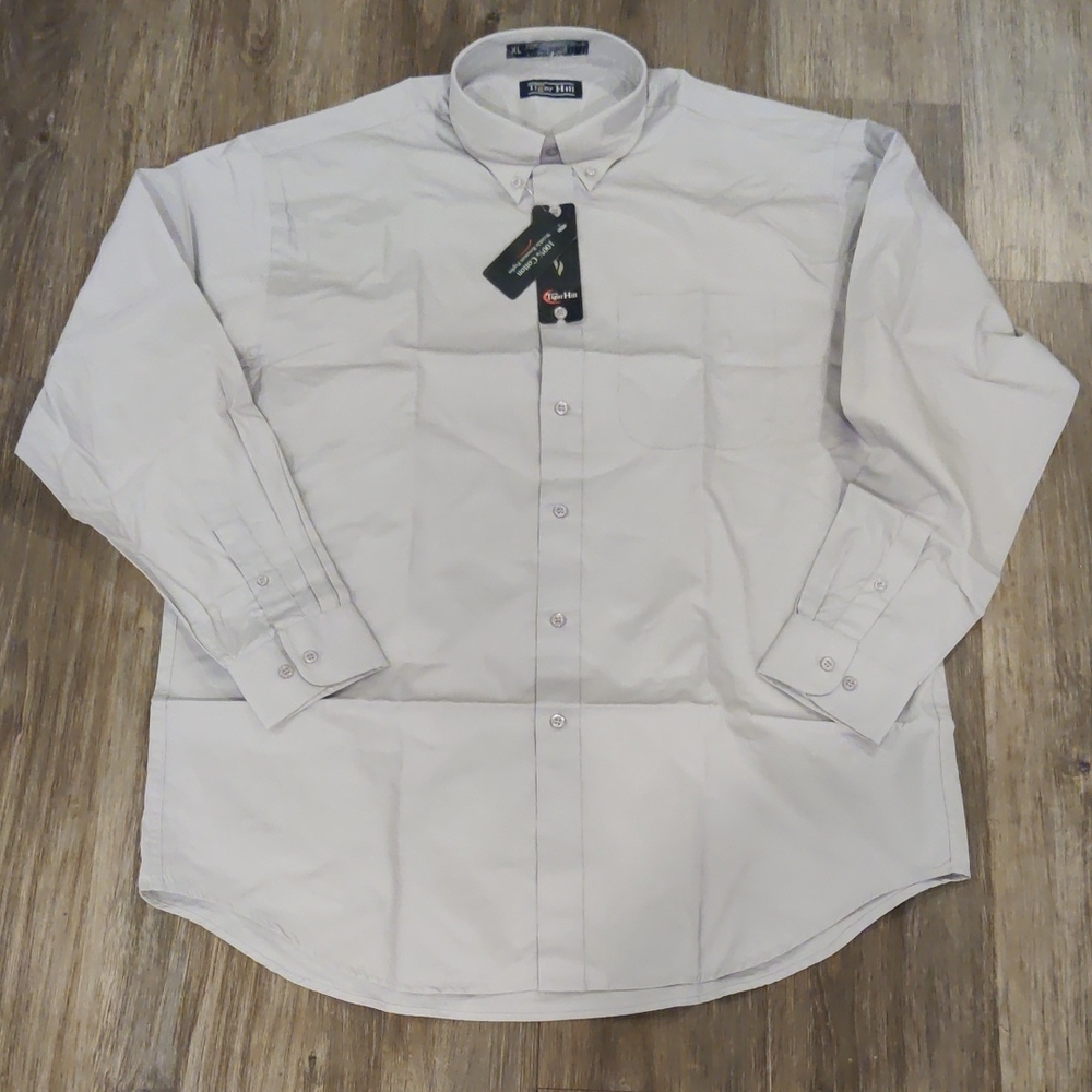 Stylish Men's Light Gray Button Down Shirt 100% Cotton